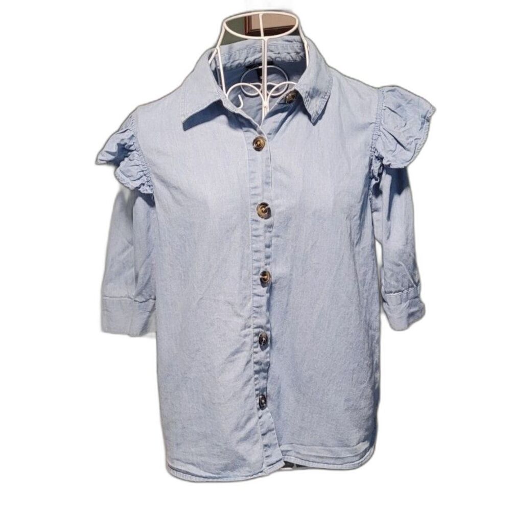 Who What Wear Chambray Button Front Top